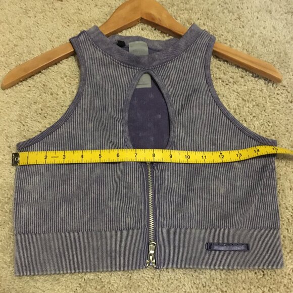 90 Degree By Reflex Athletic Zipper + Keyhole Crop Top Bra - Picture 9 of 10